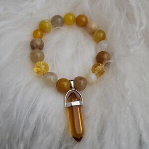 Honey Calcite 🍯 handmade Amber beaded bracelet - handmade